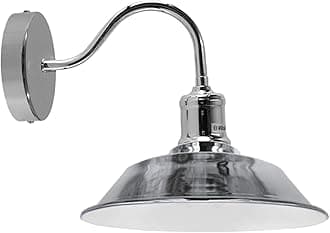 Modern Metal Wall Light, Shiny Body Wall Lamp Lighting Sconce Fitting, Vintage Industrial Wall Mount E27 Pendant with Light Shade for Bedside, Living Room, Hall Way (Chrome) [Energy Class A+++]