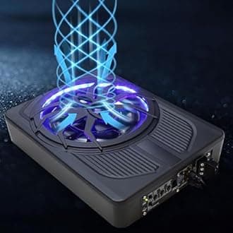 800W 10 Slim Under Seat Car Subwoofer, Car Audio Subwoofers Built-in Amplifier, Powered Truck Subwoofer Upgrade with Blue LED Ambient Light (Blue)