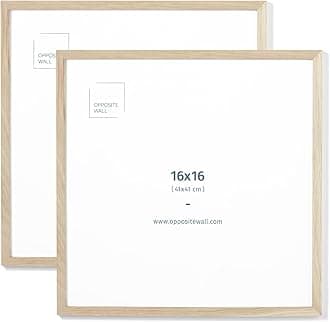 Opposite Wall - 16x16 in - Natural Solid Oak Wood Picture Frame - Lightweight, Versatile & Shatterproof - Wall Hanging Poster or Photo Frame - Wall Decor for Office, Gallery & Home - 2 Pack