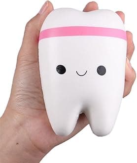 Anboor 4.4" Squishies Jumbo Kawaii Teeth Slow Rising Squishys Tooth Toy for Kids Soft Scented Stress Relief Cute Squeeze Squish Toy Dentist 1 Pcs Color Random