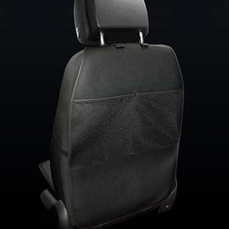 HCMAX 2 Pack Kick Mat Car Seat Back Protector Waterproof Easy to Clean Multifunctional Organizer Storage Bag Travel Accessory PU Leather Black