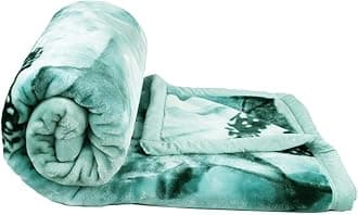 BSB Home Super Soft Cloudy Printed Single Bed Blanket for Heavy Winter, Single Ply Mink Blanket King Size with 152 x 220 Cm,2.5 Kg (Grey & Blue, Pack of 1) Polyester | TC - 400