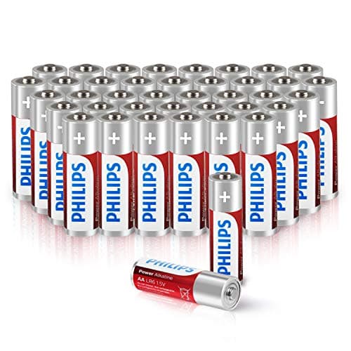 Philips AAA Batteries, 40-Pack 1.5V AAA Alkaline Battery 1100mAh, High Performance, Non-Rechargeable