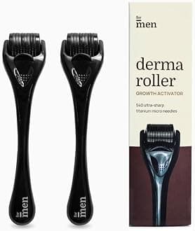 ForMen Growth Activator Facial Roller for Skin & Hair Care | 540 (0.5 mm) Titanium Micro-needles | Reduces Acne Scars, Promotes Skin Aging & Hair Growth | For Men & Women - Pack of 2