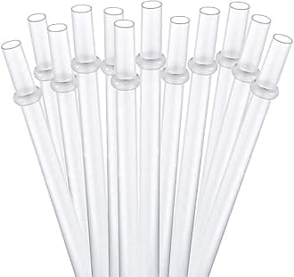 DAKOUFISH 15 inch Long Reusable Clear Plastic Replacement Drinking Straws for 128 oz & 100 oz & 64 oz water bottles,Tumblers, Set of 12 with Cleaning Brush (15inch, Clear)