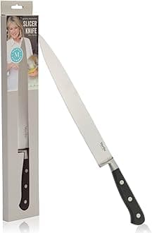 Martha Stewart Carverton 10" Slicer Knife, High Carbon Stainless Steel Kitchen Knives w/Black Triple Riveted Handle