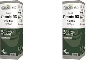 Natures Aid Vegan Vitamin D3/Cholecalciferol Liquid, 2500iu, Dropper Included, 50 ml (Pack of 2)