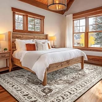 HOMORE Area Rug 4x6 Non Slip Washable Rugs for Bedroom, Ultra Thin Vintage Rugs for Living Room Oriental Rug for Kitchen Dinning Room Office Dorm, Beige/Brown