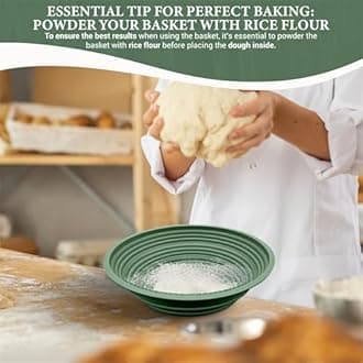 Premium Silicone Sourdough Banneton Bread Proofing Basket - Includes Oval & Round Foldable proofing Bowls (9.5 Inch) - Oven & Dishwasher Safe, Gifts for Artisan Bakers - Sage Green