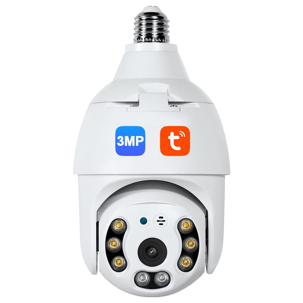 INQMEGA 2K 3.0MP Light Bulb Camera with E27 Connector, Wireless PTZ Security Camera Motion Auto Tracking, Two Way Audio, Night Vision, Tuya 360 Degree Panoramic WiFi IP Camera