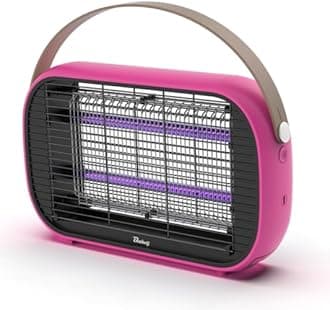 Buzbug LED Bug Zapper Outdoor Indoor, 10 Years Lifespan Lamp, Rechargeable 5200mAh Battery, Portable Camping Fruit Fly Mosquito Moth Gnat Wasp Trap, Killer, Zapper -MA015C (DeepPink)