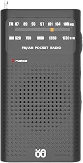 Portable HiFi AM/FM Radio Pocket Radio Player Operated Portable Radio with Speaker, 3.5mm Headphone Jack, 2AA Battery Powered Radio Operated with Long Range Reception for Indoor Outdoor Emergency Use