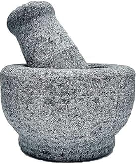 SSS DIRECT MARKETING STONE124 Stone Mortar Pestle Set for Spices, Okhli Masher, Khalbatta Stone, Natural & Traditional Grinder, Musal, Well Design for Kitchen, Home, Herbs (4 inch)