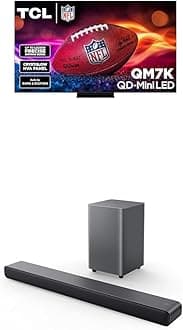 TCL 65-Inch QM7K QLED 4K Smart QD-Mini LED TV with Google TV (65QM7K, 2025 Model) + S55H S Class 2.1 Channel Sound Bar with Dolby Atmos