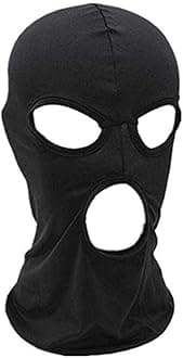 3 Hole Black Balaclava Ski Mask, Thin Full Face Mask for Men Women Motorcycle Bike Hunting Cycling Cap Ski