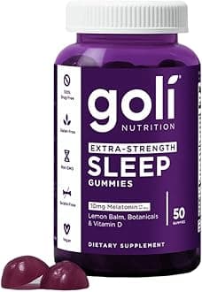 Goli Nutritional Supplement, Extra Strength Sleep Gummy 10mg Melatonin - 1 Pack 50 Count - Gluten-Free, Vegan, Non-GMO, and Gelatin-Free