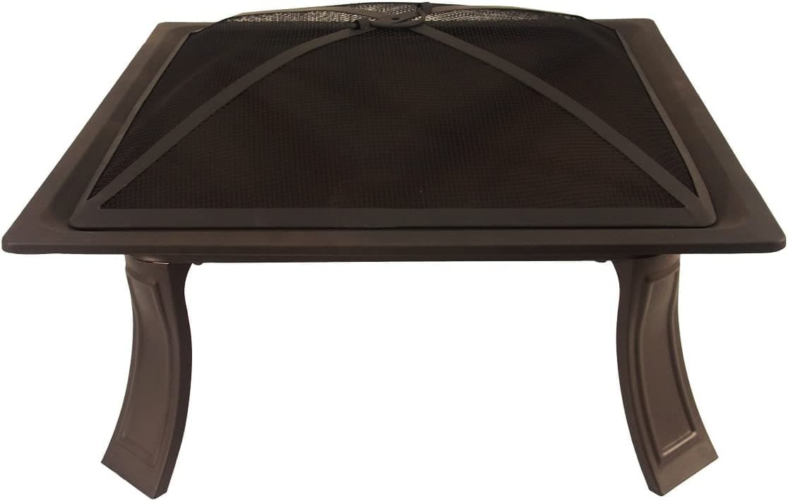 Catalina Creations Portable Folding Square Fire Pit with Spark Screen, Lift Tool and Canvas Carrying Case, 26" L