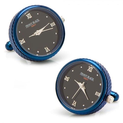 Blue Stainless Steel Functional Watch Cufflinks