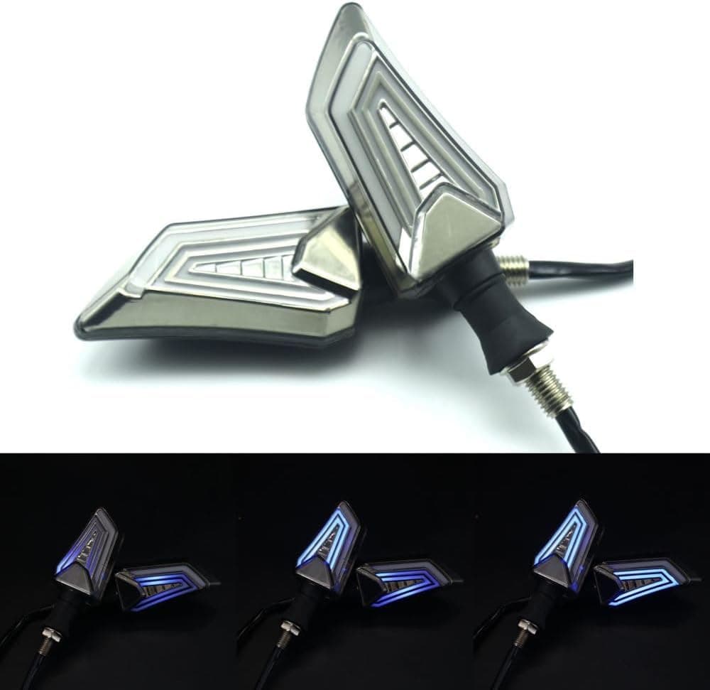 Imported Waterproof Flexible Running Style Blinker Bright LED Indicators Universal For All Bike Models Motorcycle Turn Signal Lights (Pack of 2, Yellow And Blue)