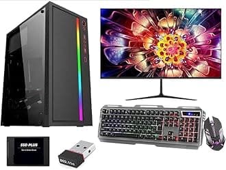 Gaming Desktop Assembled Core i5 4TH Gen | 22inch Monitor| PC for Home & Business (8 GB DDR3 Ram/512GB SSD/4GB Graphic Card/WiFi/ 22" Monitor/RGB Keyboard&Mouse | Windows 10 + MS Office