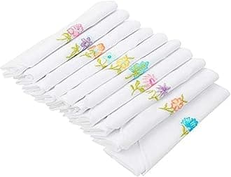 Women'S Embroidered 100% Pure Cotton Handkerchief Multicolor | Hanky For Women | Pack Of 10
