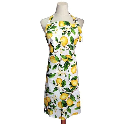 G2PLUS Adjustable Women's Kitchen Apron Thin Cotton Cooking Baking Garden Chef Apron with Pocket Great Gift for Wife Ladies Lovely Lemon Tree Floral (Lemon)