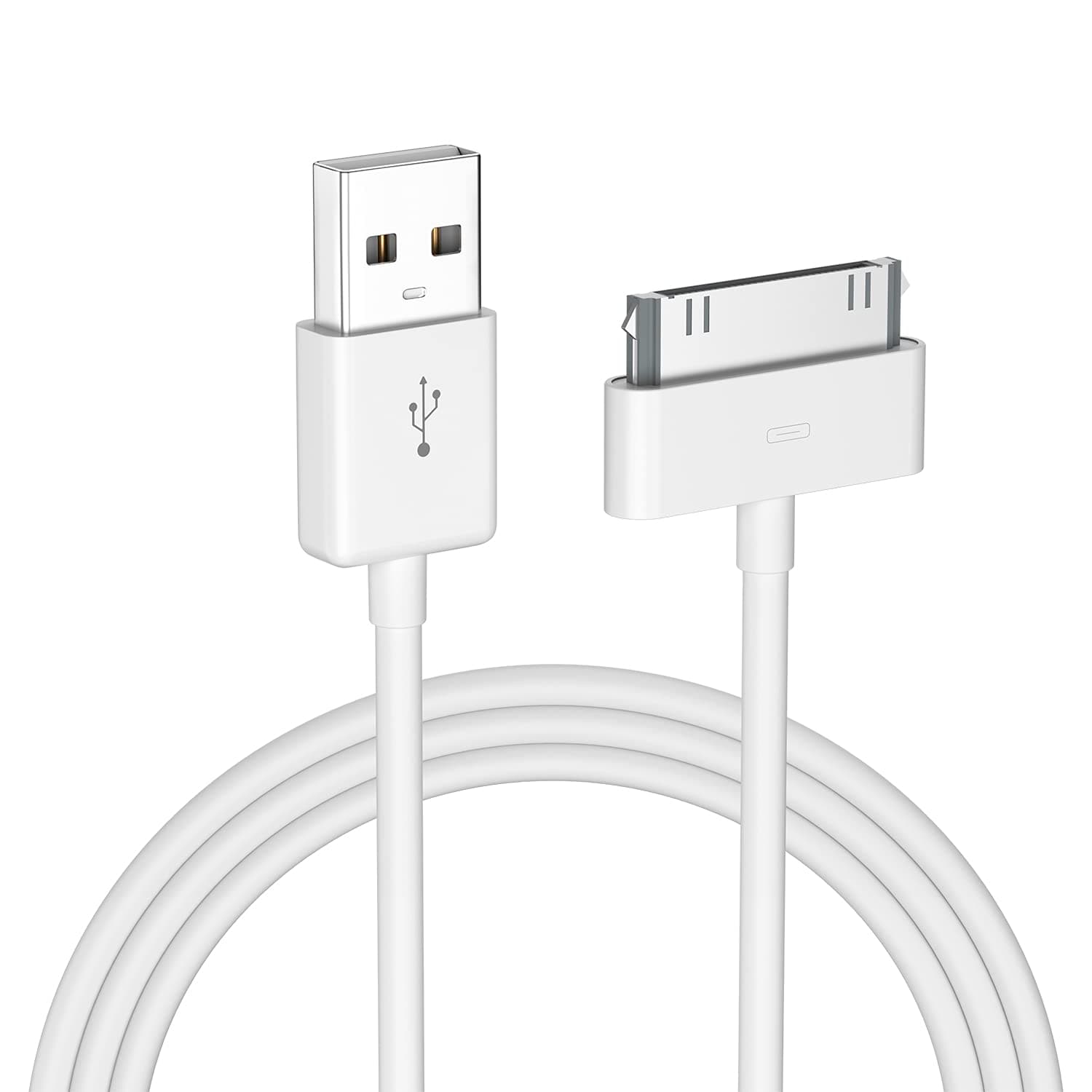 Apple Certified 30 Pin USB Charging Cable, 4.0ft USB Sync Charging Cord iPhone Compatible for 4 4s 3G 3GS iPad 1 2 3 iPod Touch Nano White (1 PCS)