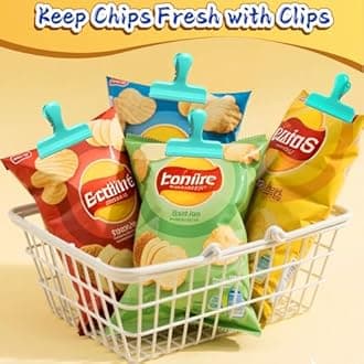 HOUSE AGAIN Chip Clips, 12 Pack Stainless Steel Chip Bag Clips Covered with Silicone, NO More Sharp Edges, Bag Clip for Food Packages, Heavy Duty for Kitchen and Office, Green