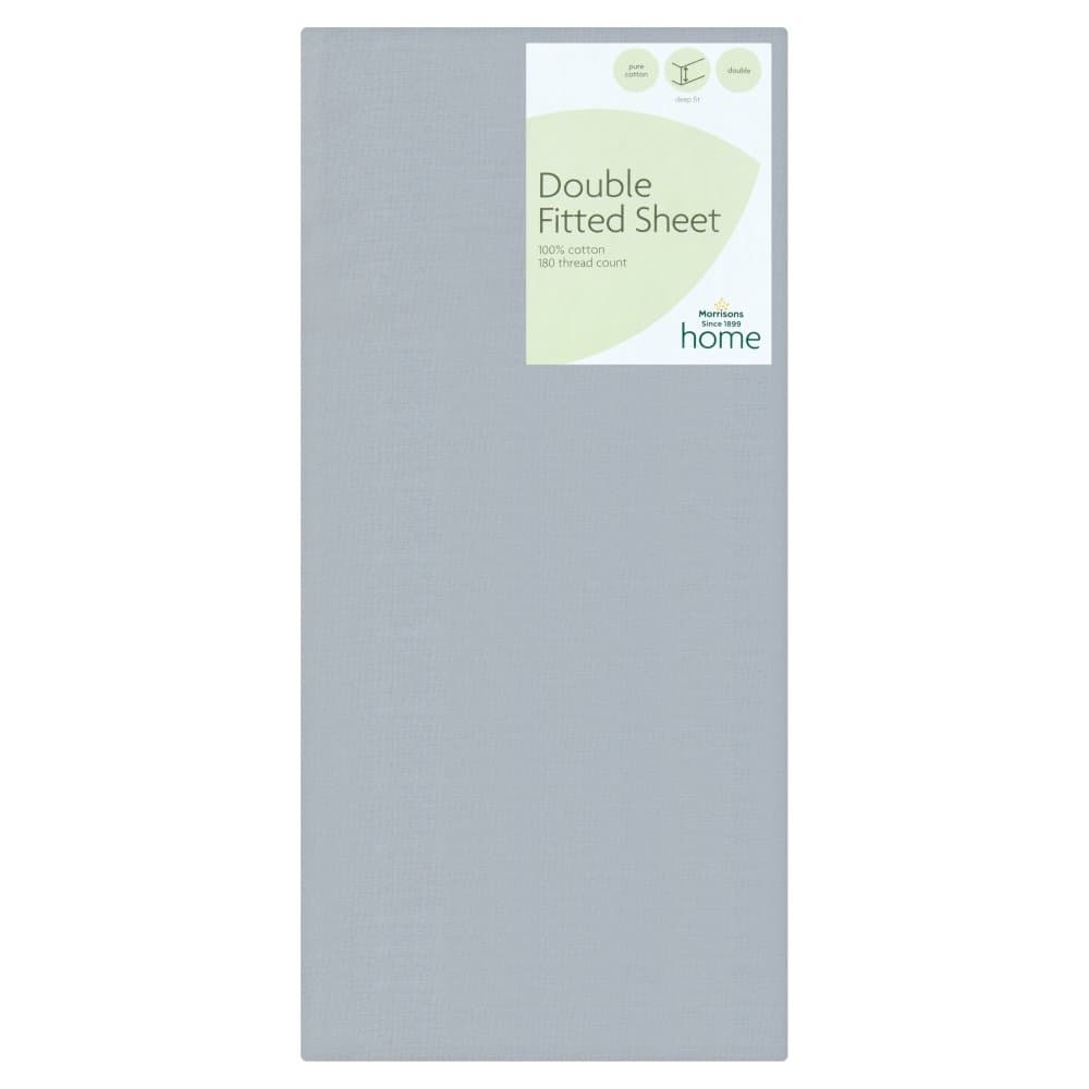 Morrisons 100% Cotton Double Fitted Sheet, Grey