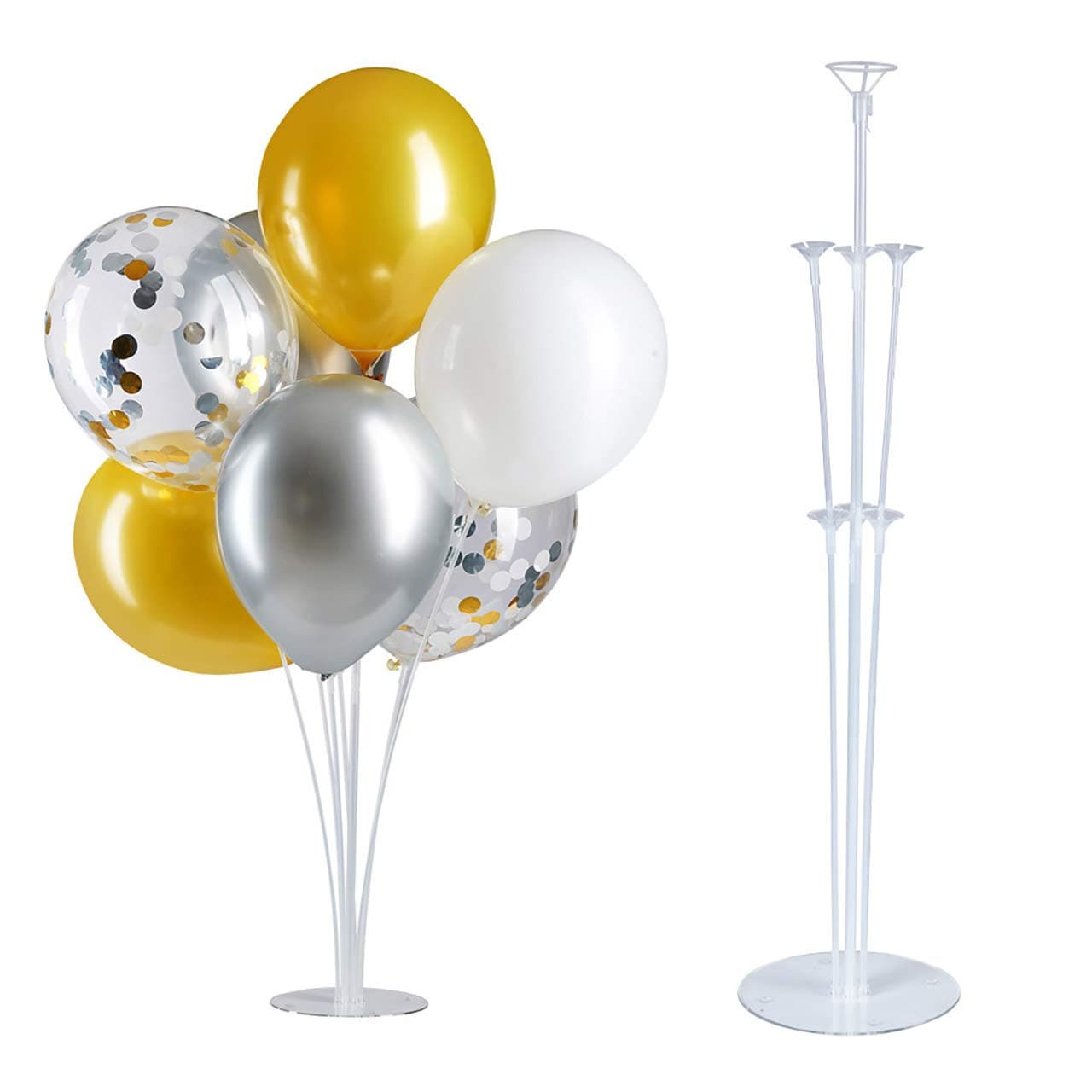 Table Balloon Stand Kit- 4 Sets 28" Height,Balloons Column Stand Reusable Clear Balloon Holder(7 Balloon Sticks,7 Balloon Cups,1 Balloon Base) for any occasions Party Decorations