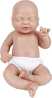 Vollence 14 inch Eyes Closed Full Silicone Baby Dolls, Not Vinyl Dolls, Can Take a Pacifier Silicone Dolls Full Silicone Baby - Boy
