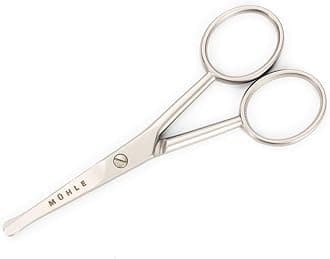 Beard, Nose & Ear Hair Scissors | 4-Inch Scissors | Matt Stainless Steel for Durability | Safe Rounded Tip | Manual Facial Hair Trimmers | Ergonomic Design