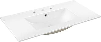 Jonathan Y SNK1003A Ancillary 3-Hole 36 in. W x 18.25 in. D Classic Contemporary Rectangular Ceramic Single Sink Basin Vanity Top, White