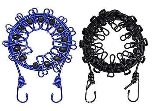 2 Pack Portable Clothesline, Reignet Windproof Stretchy Retractable Laundry Clothes Clothesline with 12 Clips for Outdoor Indoor Travel Camping