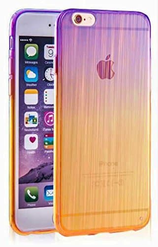 Iphone 6s Case, Iphone 6 Case, [ Rainbow Gradient Laser ] Translucent Soft Flexible TPU Slim Fit Cover Case for Iphone 6, 6s 4.7 inch (Purple Yellow)