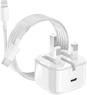 for iPhone Charger for Apple 14, 14 Pro Max, 14 Pro, 14 Plus, 13, 13 Pro Max, 13 Pro, 13 Mini, 12, 11, X, XR, XS, SE, Mini, 8, iPad, 20W USB-C Fast Charge, Type C Plug UK Power Adapter 1.5m Cable