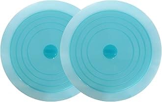 V-TOP Tub Stopper 2 Pack, 6 inches Large Silicone Drain Plug Hair Stopper Flat Suction Cover for Kitchen Bathroom and Laundry (Blue Transparent)