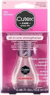 All-In-One Nail Strengthener Treatment, Base & Top Coat (13.6Ml) For Weak & Damaged Nails, Chip Resistant, Dermatologist Tested