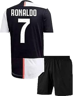 Ronaldo 7 Football Jersey with Black Shorts(Kid's, Boy's& Men)