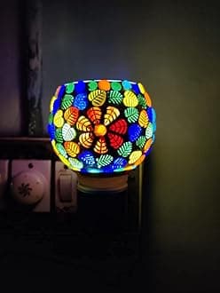 Kapur Dani Electrical Camphor Diffuser. Glass Kapoor Dhani & Essential Oil Diffuser with On Off Switch to Toggle Between Burner & Lamp (Heart Shape Leaf)