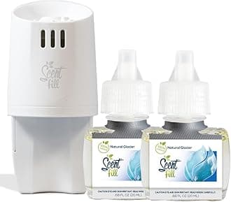 Scent Fill 100% Natural Glacier Plug in Air Freshener, Scented Oil Refills, 2 Refills + Diffuser