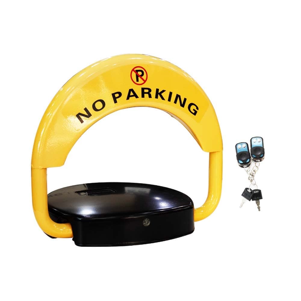 Berry Solar Parking Barrier With Remote Control | Anti Interface Car Parking Barrier - Yellow & Black With NO Parking Sticker | Car Parking Barrier Lock