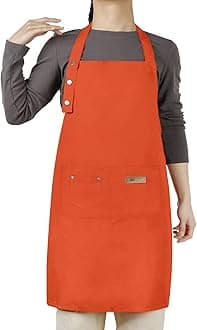 Adjustable Button Apron for Women Men Artist Painting Pottery Garden Cooking Kitchen Chef 3 Pockets Waterproof M-XXL