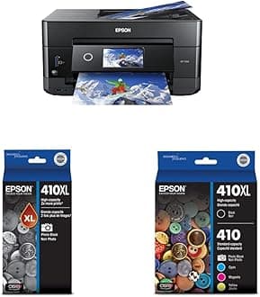 Expression Premium XP-7100 Wireless Color Photo Printer With EPSON T410 Claria Premium High Capacity Photo Black and Black Ink Cartridges