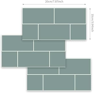 Alwayspon 54Pcs Wall Tile Transfers Sticker for Home Decor, Peel and Stick Self-Adhesive Splashback, Stick on Tile Decals for Living Room Kitchen Bathroom Decor, Blue-Green