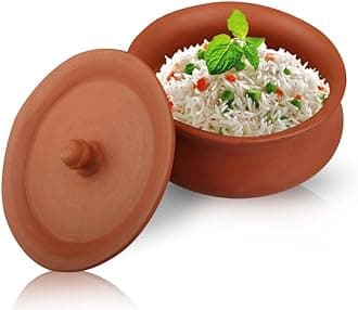 BHANVI 1400ml Authentic Brown Terracotta Clay Curd Pot with Lid | Handcrafted Earthenware for Traditional Cooking and Storage D1