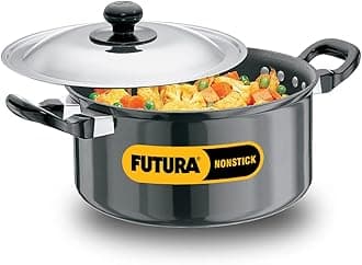 Futura Nonstick Cook N Serve Stewpot With Steel Lid, 3 Litres, Black