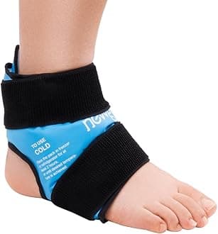 NEWGO Ankle Ice Pack Wrap for Injuries Reusable, Hot Cold Therapy Gel Foot Ice Pack for Pain Relief, Ankle Swelling, Achilles Tendinitis, Plantar Fasciitis, Sprained (Two-Sided Light Blue)