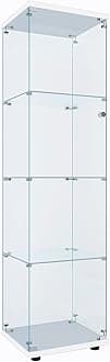 Curio Cabinet Glass Display Case for Collectibles with 4-Shelf Display Shelves, 64.2'Hx16.9''Lx14.6''W White