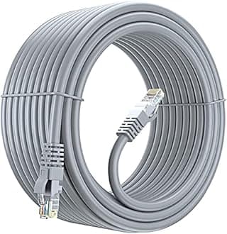 FEDUS Cat7 Ethernet Laptop Cable Pure Bare Copper Double Shielded Outdoor & Indoor Lan Wire Heavy Duty High Speed Solid 24 AWG Network Cable 10Gbps, 600Mhz, Weatherproof S/FTP UV Resistant (25M)
